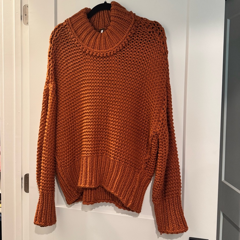 Free People Turtleneck Sweater - Orange Medium